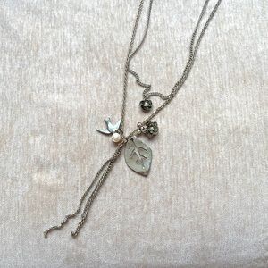 Layered Necklace - Dove, Flowers and Leaf